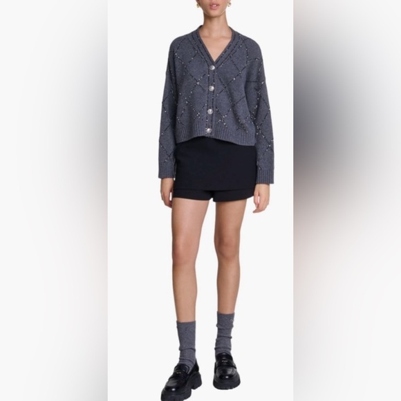 Christian Lacroix Sweaters - Christian Lacroix charcoal grey embellished Cardigan, Medium, NEW